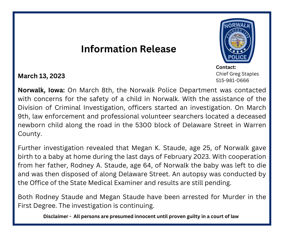 Press Release From The Iowa Department Of Public Safety